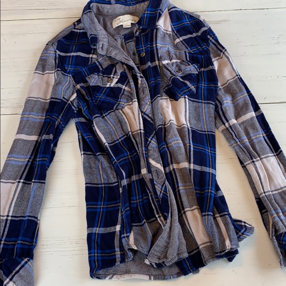 Blue flannel. Thick rayon material